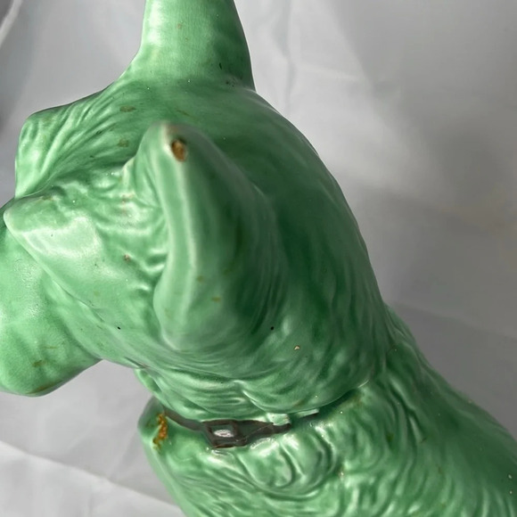 VINTAGE Sylvac Green Terrier Sitting Dog Figurine Made in England * Damaged  * - Picture 3 of 16